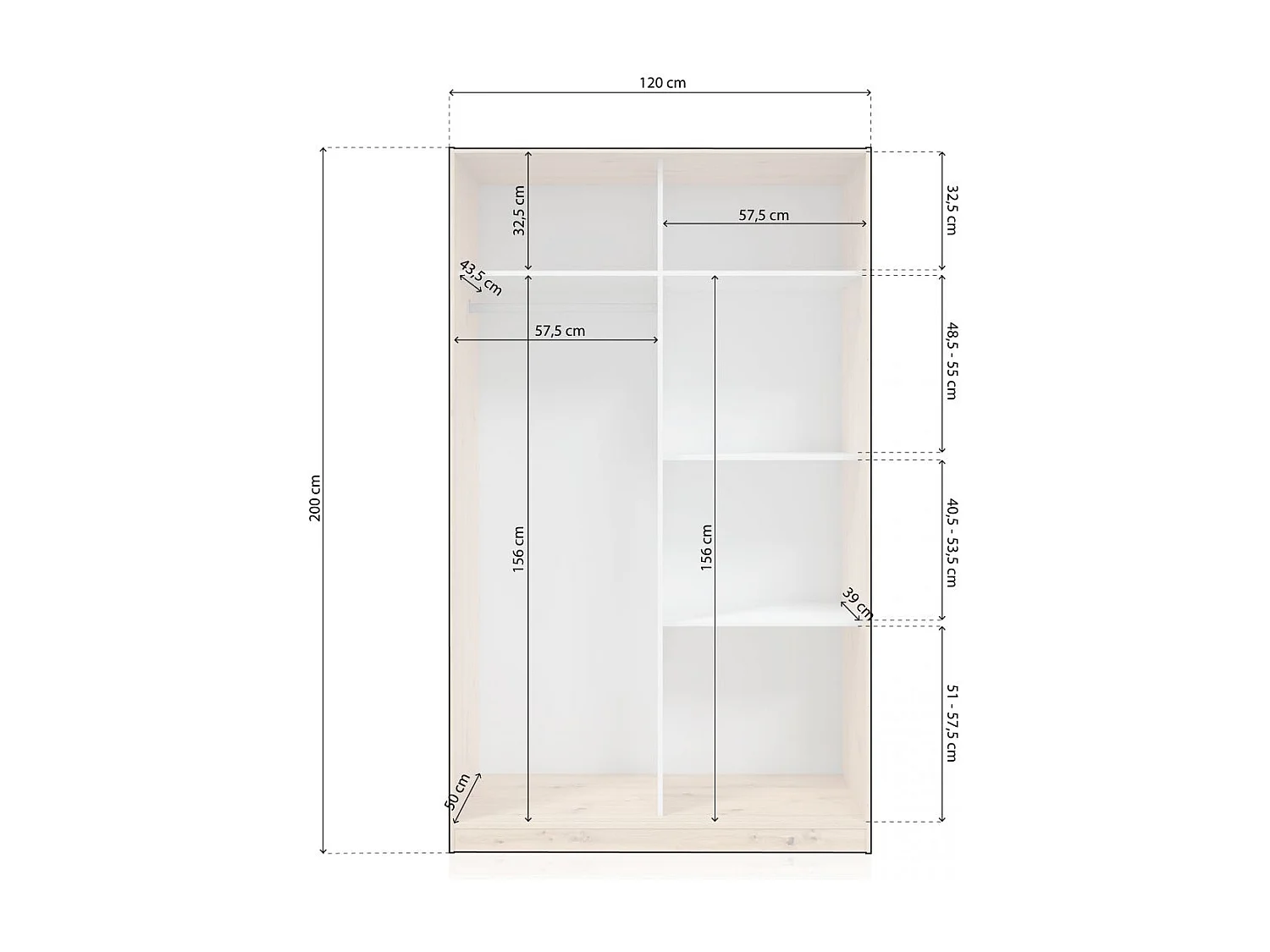 Armario de puertas correderas en roble nodi 120x200 cm Show Roble Nodi