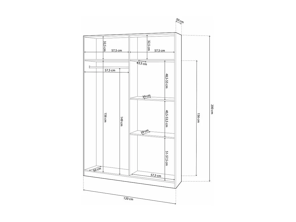 Armario Show 120 Blanco Artik (Blanco Mate) - Gris Cemento