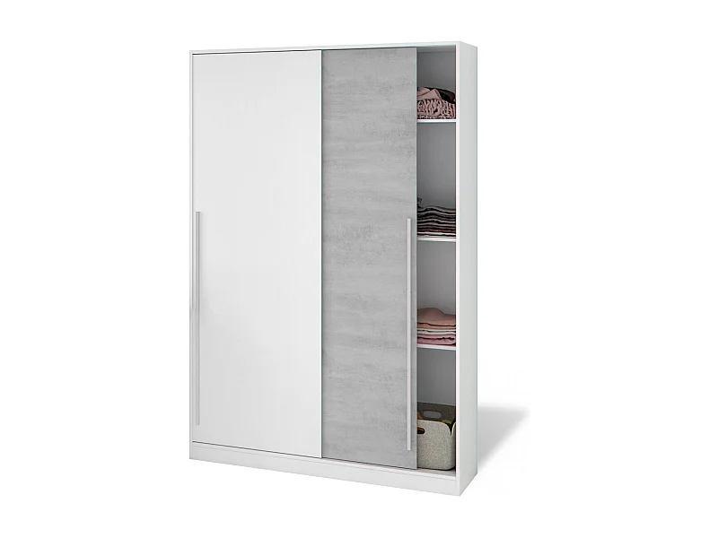 Armario de puertas correderas en blanco mate y gris cemento 120x200 cm Show Blanco Artik (Blanco Mate) - Gris Cemento