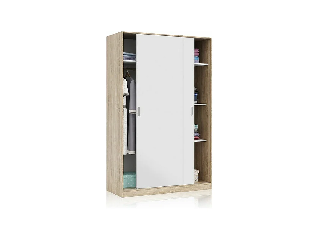 Armario Show 120 Blanco Artik (Blanco Mate) - Roble Canadian