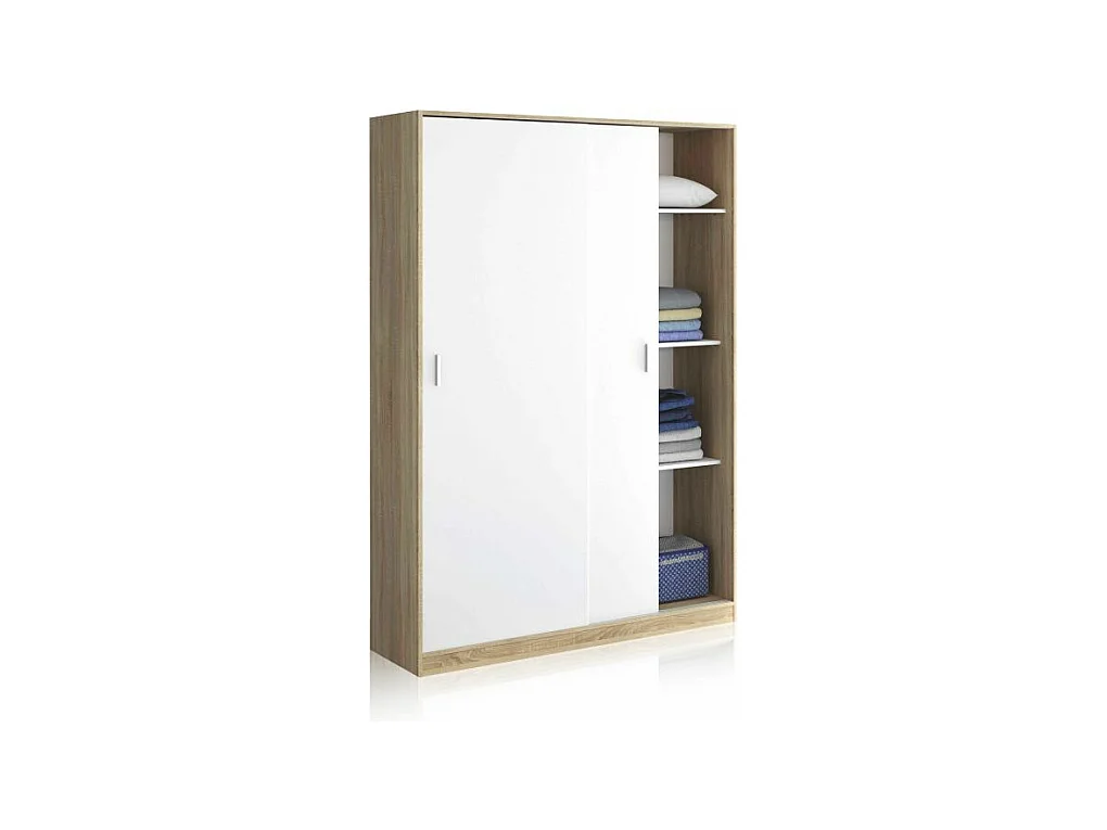 Armario Show 120 Blanco Artik (Blanco Mate) - Roble Canadian