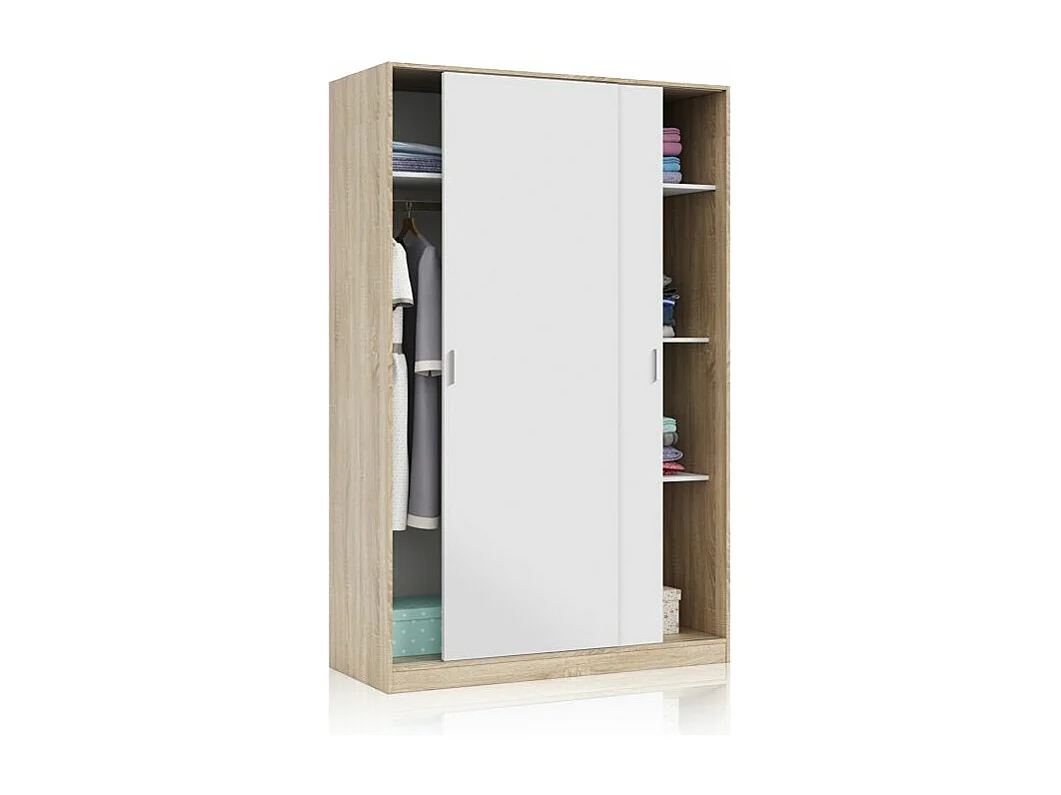 Armario Show 120 Blanco Artik (Blanco Mate) - Roble Canadian