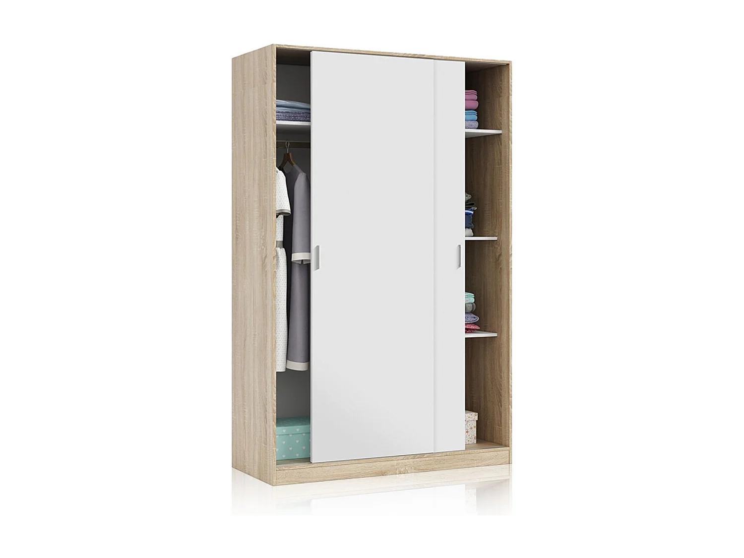 Armario Show 120 Blanco Artik (Blanco Mate) - Roble Canadian