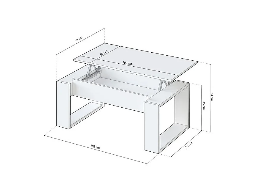 Mesa de centro elevable Neo Blanco Artik (Blanco Mate)