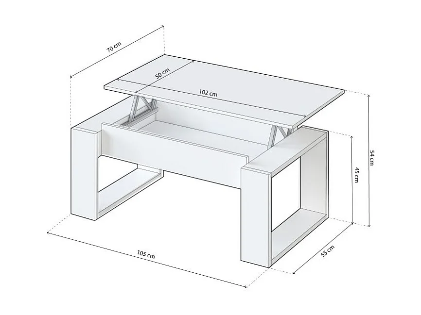 Mesa de centro elevable Neo Blanco Artik (Blanco Mate)