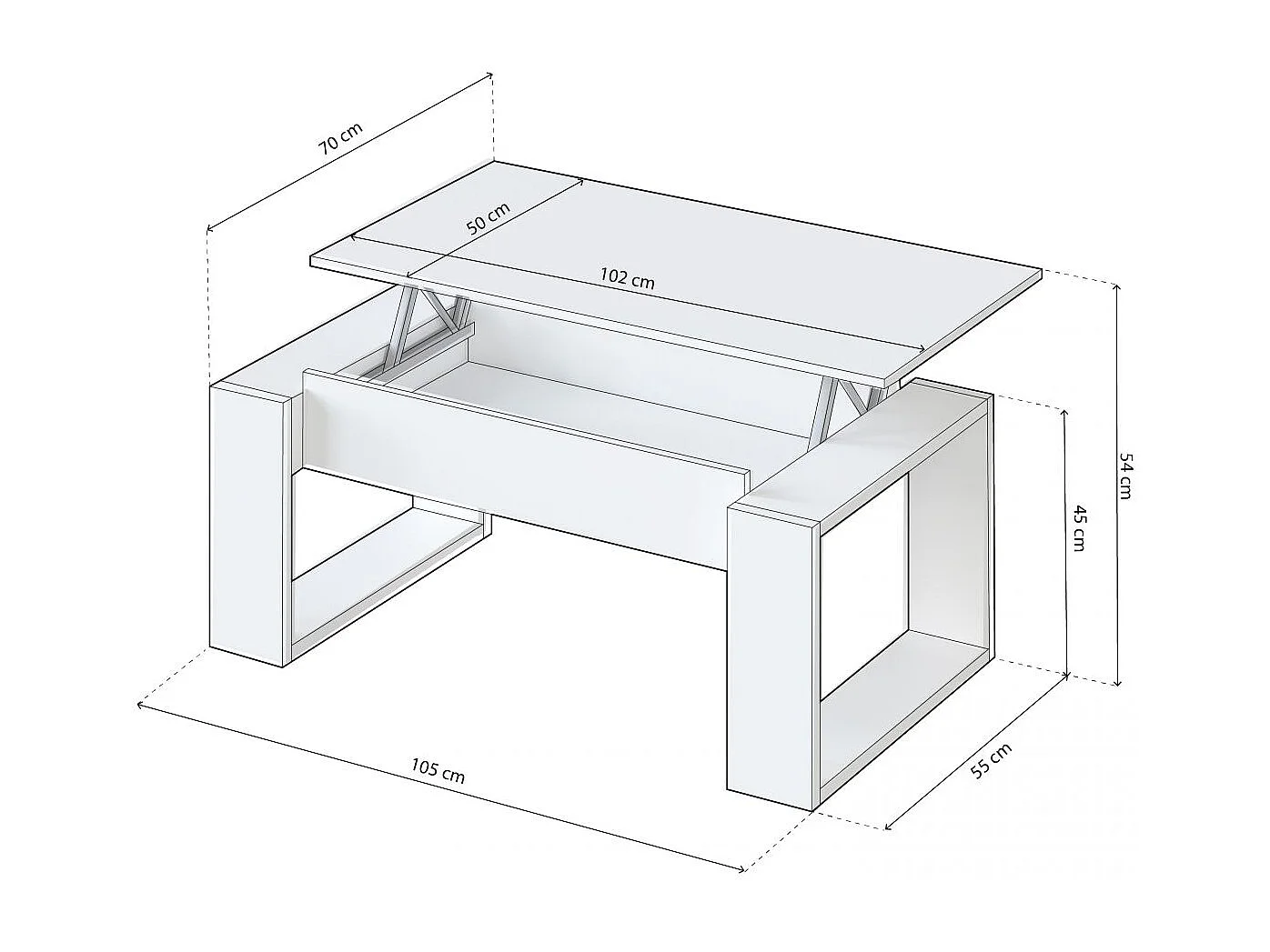 Mesa de centro elevable Neo Blanco Artik (Blanco Mate)