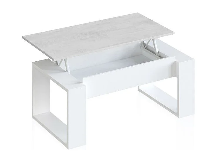 Mesa de centro elevable Neo Blanco Artik (Blanco Mate) - Gris Cemento