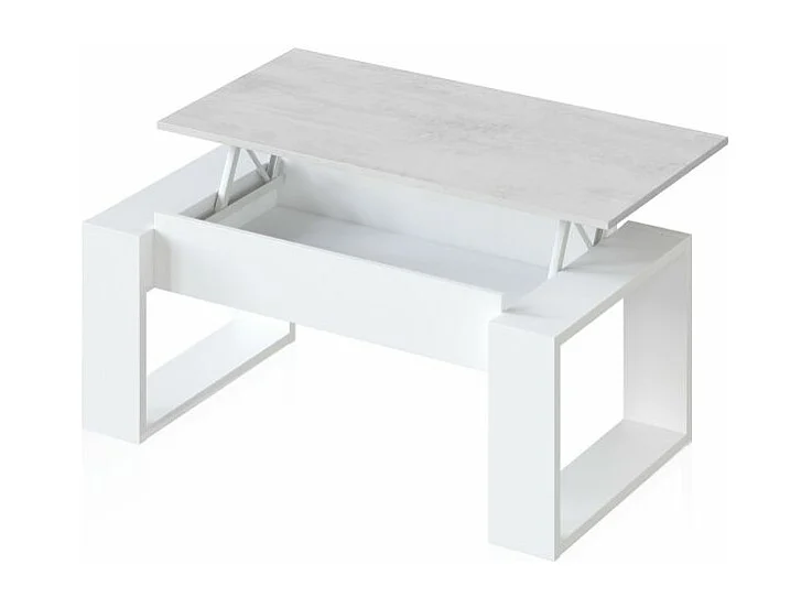 Mesa de centro elevable Neo Blanco Artik (Blanco Mate) - Gris Cemento
