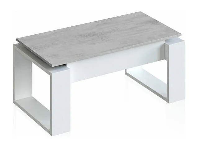 Mesa de centro elevable Neo Blanco Artik (Blanco Mate) - Gris Cemento