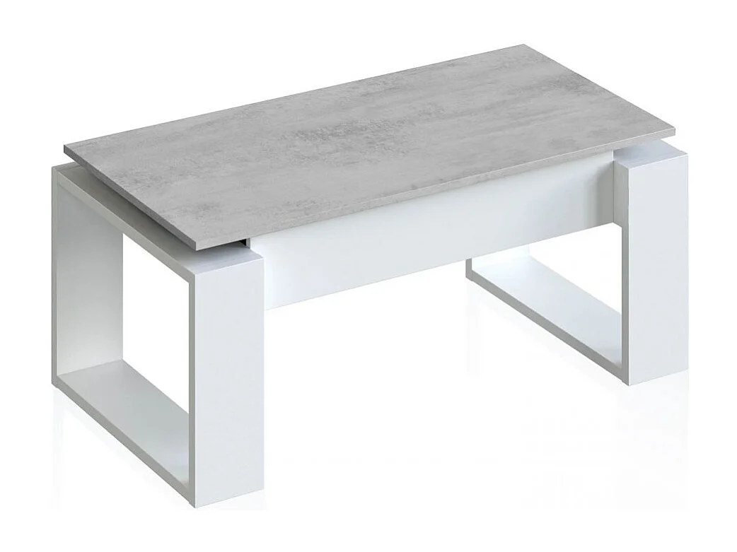 Mesa de centro elevable Neo Blanco Artik (Blanco Mate) - Gris Cemento