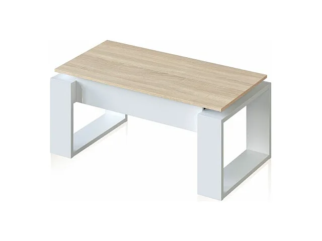 Mesa de centro elevable Neo Blanco Artik (Blanco Mate) - Roble Canadian