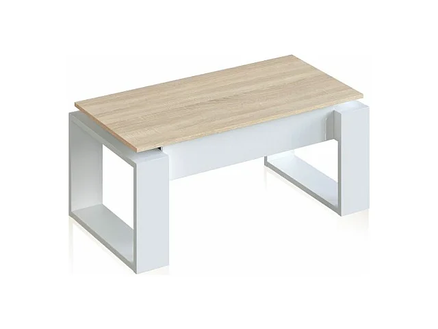 Mesa de centro elevable Neo Blanco Artik (Blanco Mate) - Roble Canadian