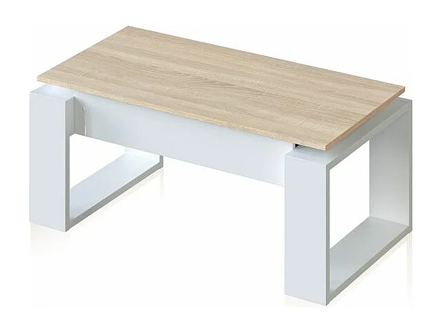 Mesa de centro elevable Neo Blanco Artik (Blanco Mate) - Roble Canadian