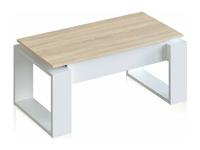 Mesa de centro elevable Neo Blanco Artik (Blanco Mate) - Roble Canadian