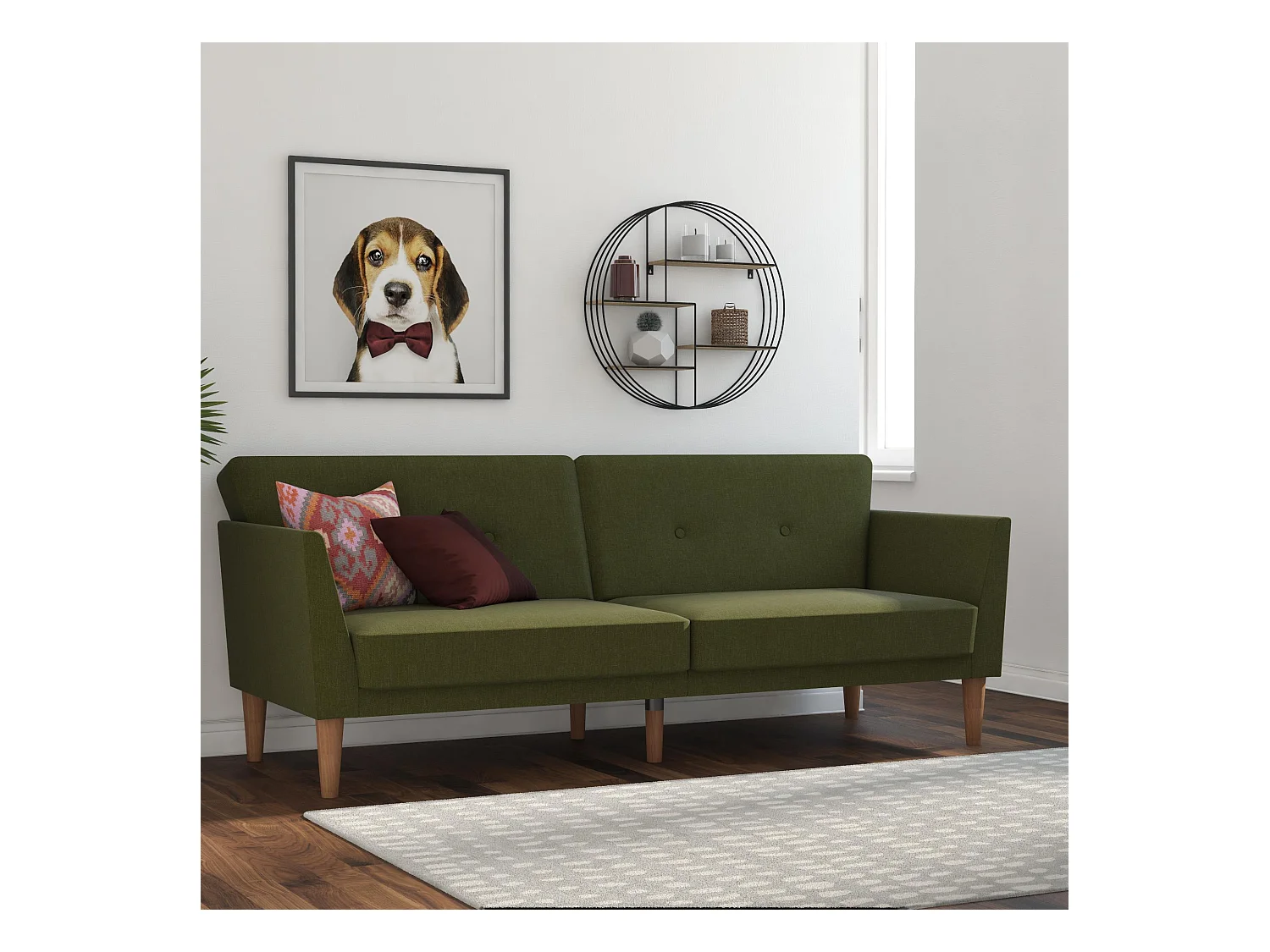 Regal | 3-zits slaapbank in groene stof