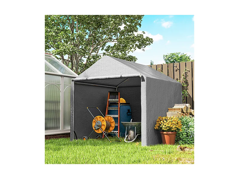 Abri de jardin rangement extérieur en PE résistant aux UV gris dim. 2L x 2l x 2H m