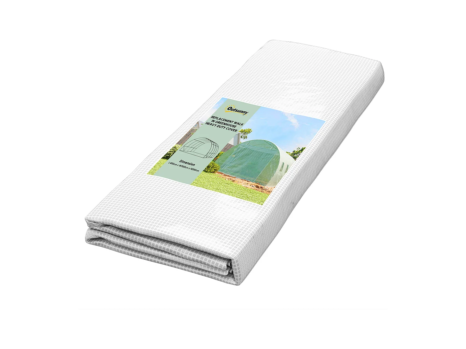 Bâche de rechange serre tunnel 12 m² - 4 x 3 x 2 m - 8 fenêtres, porte - PE haute densité vert