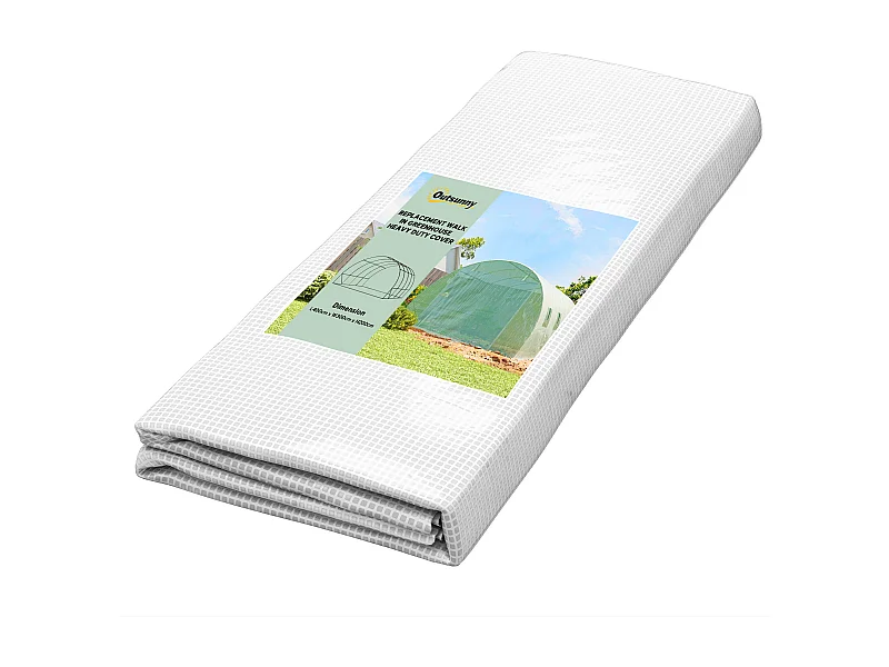 Bâche de rechange serre tunnel 12 m² - 4 x 3 x 2 m - 8 fenêtres, porte - PE haute densité vert