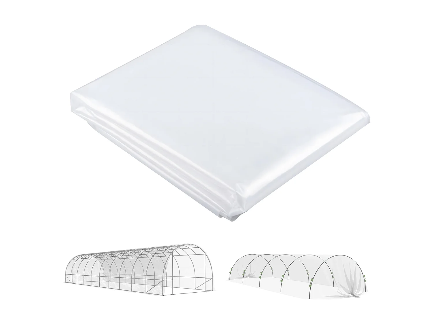 Bâche de rechange serre tunnel 6 x 10 m PP haute densité 150 g/m² transparent