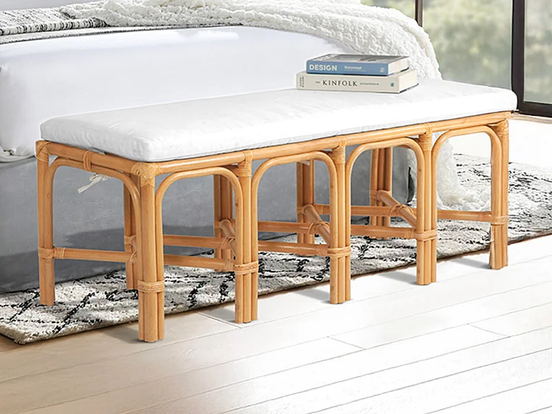 Banc en rotin - Coloris : Naturel - LUMANIO