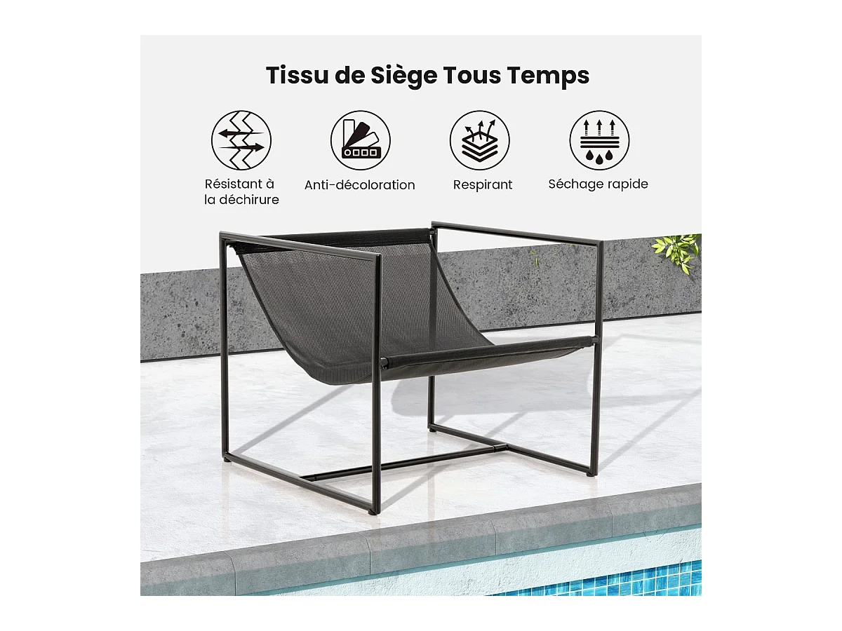 Lot de 2 Fauteuils de Salon, Fauteuil d’Appoint avec Cadre en Métal et Coussin Épais, Fauteuil Relaxant Moderne et Simple, Charge 150 KG (Bleu Marine)