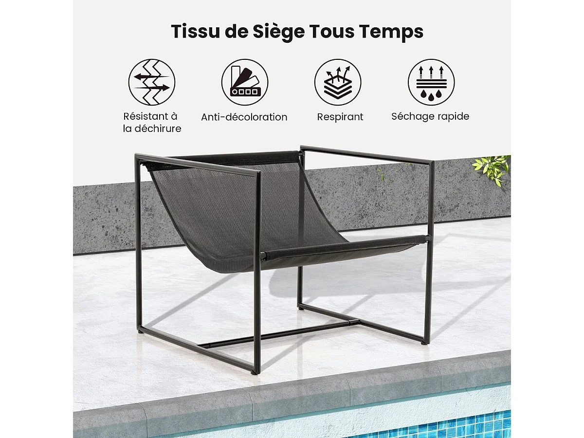 Lot de 2 Fauteuils de Salon, Fauteuil d’Appoint avec Cadre en Métal et Coussin Épais, Fauteuil Relaxant Moderne et Simple, Charge 150 KG (Bleu Marine)