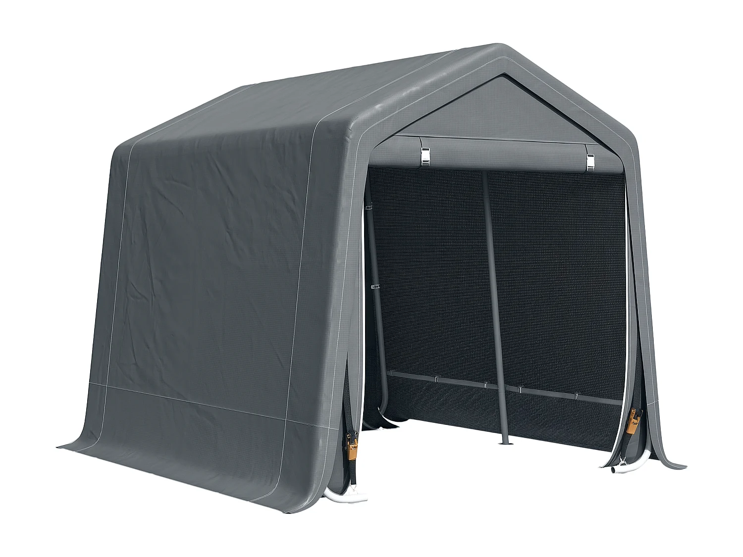 Abri de jardin - tente de stockage - abri de vélo - 2 portes zippées - dim. 280L x 240l x 240H cm - métal PE gris