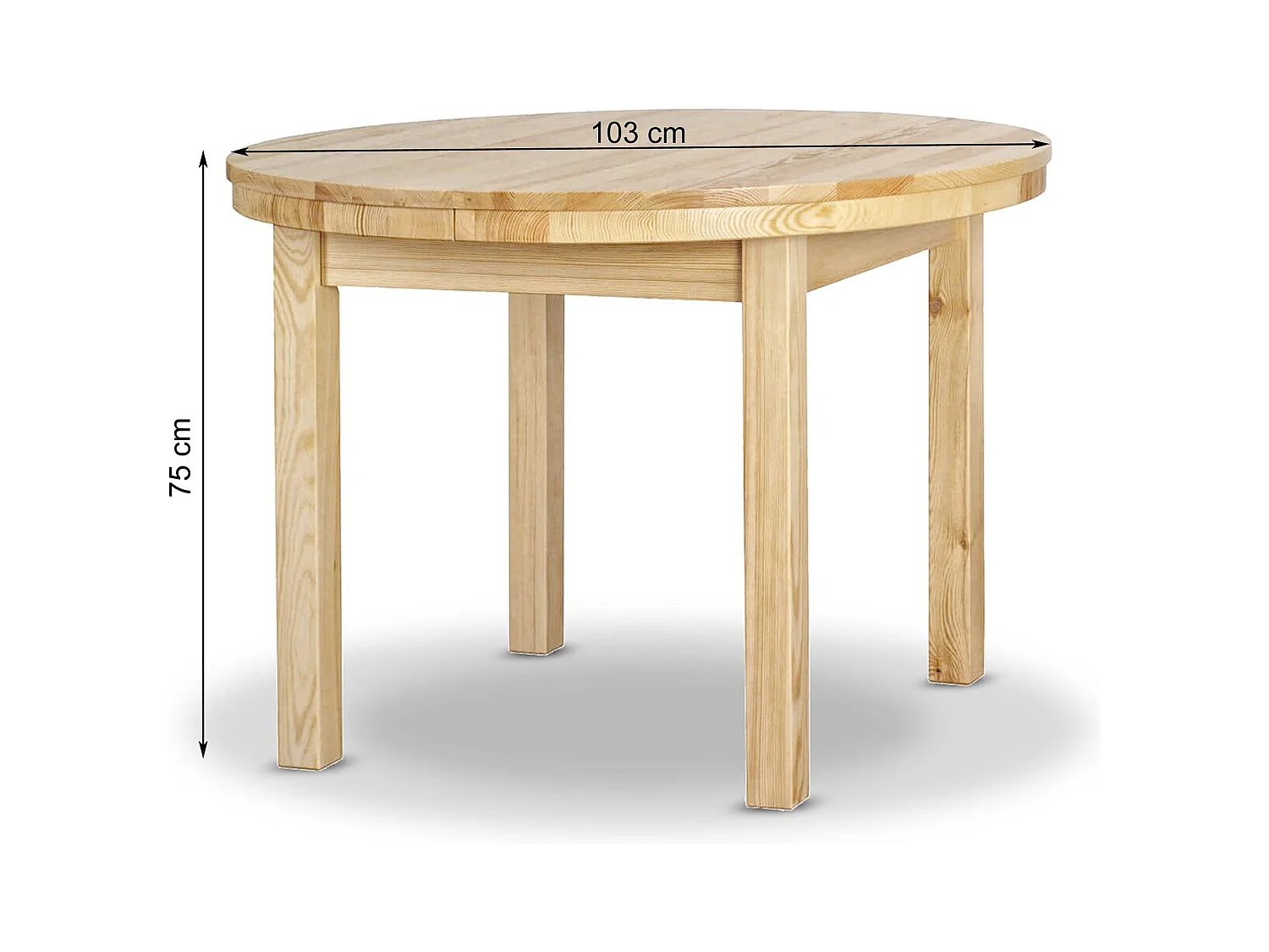 Runder Tisch 100 - 150 cm ausziehbarer Holztisch, Kiefer