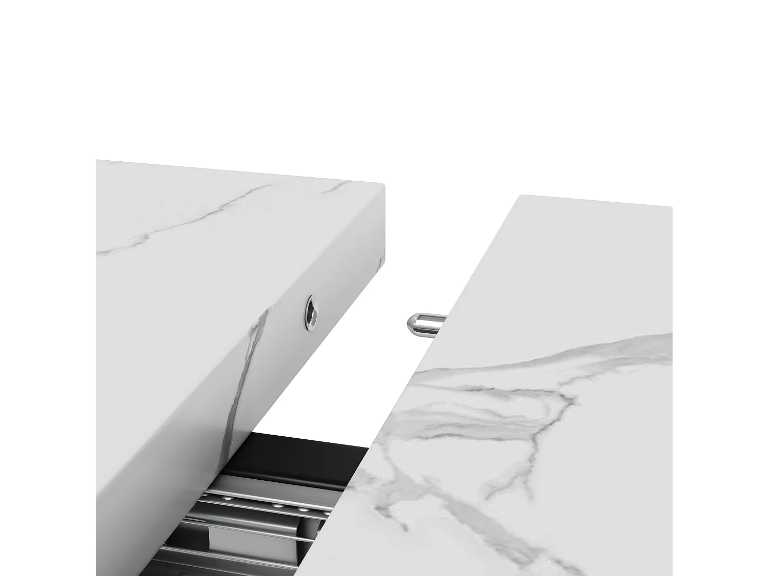 Ensemble table extensible + 4 chaises en velours - 140/179.5 x 80 x 75.5 cm - MDF + Pieds en métal - Blanc + noir