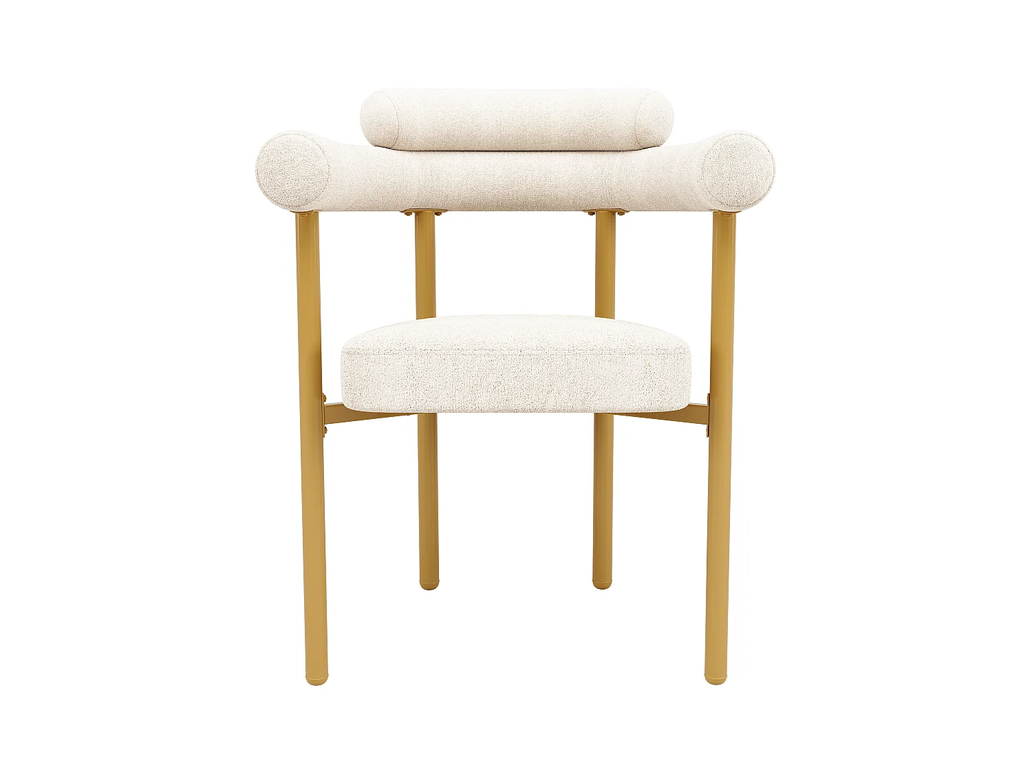 Esstisch-Set + 6 Samtstühle - 140 x 80 x 75 cm - MDF + goldene Metallbeine - Beige