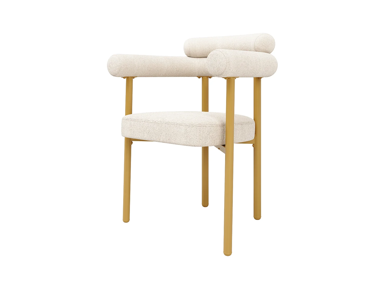 Ensemble table à manger + 4 chaises en velours - 140 x 80 x 75 cm - MDF + Pieds en métal doré - Beige