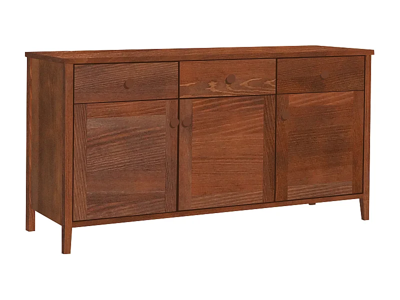 Commode en bois 74 x 143 cm Colorado V, 3 tiroirs 3 portes, couleur châtaigne