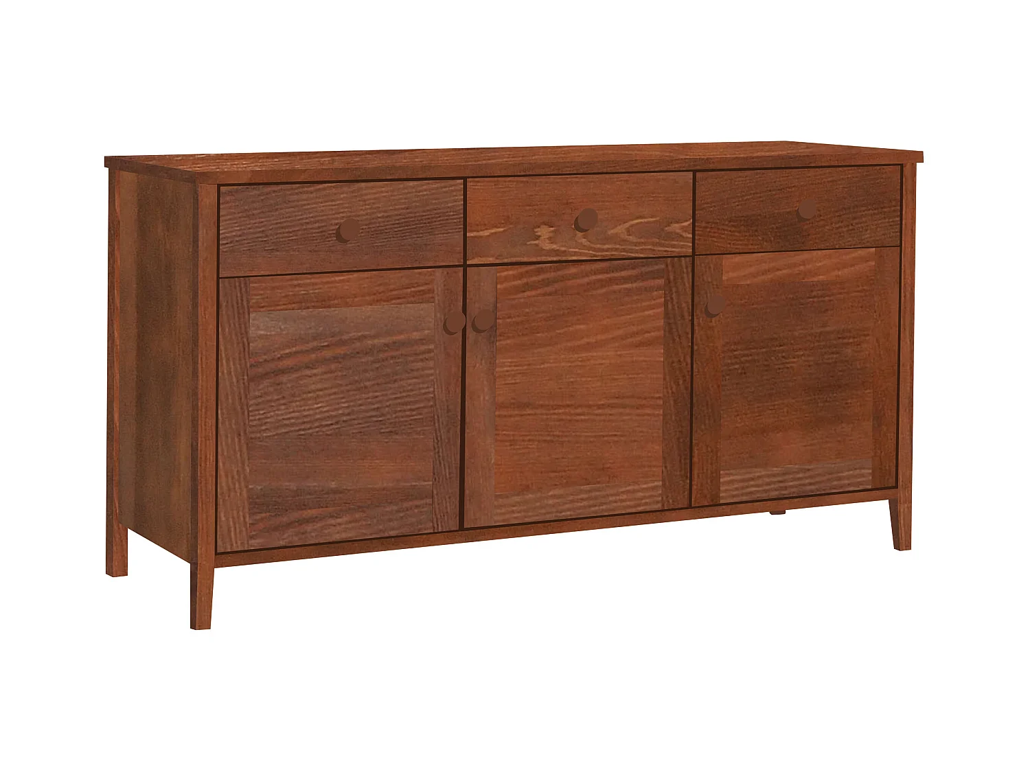 Commode en bois 74 x 143 cm Colorado V, 3 tiroirs 3 portes, couleur châtaigne