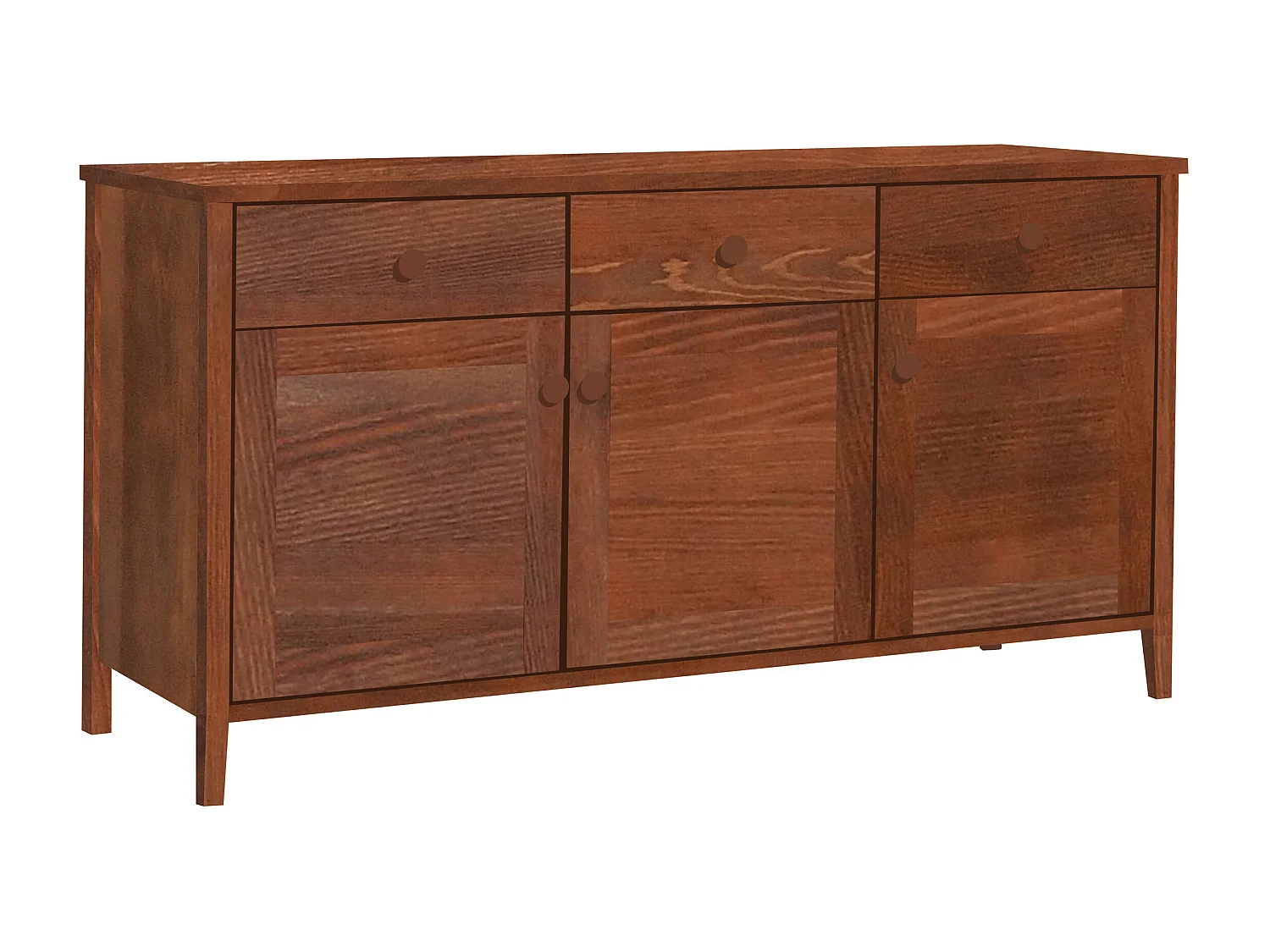 Commode en bois 74 x 143 cm Colorado V, 3 tiroirs 3 portes, couleur châtaigne