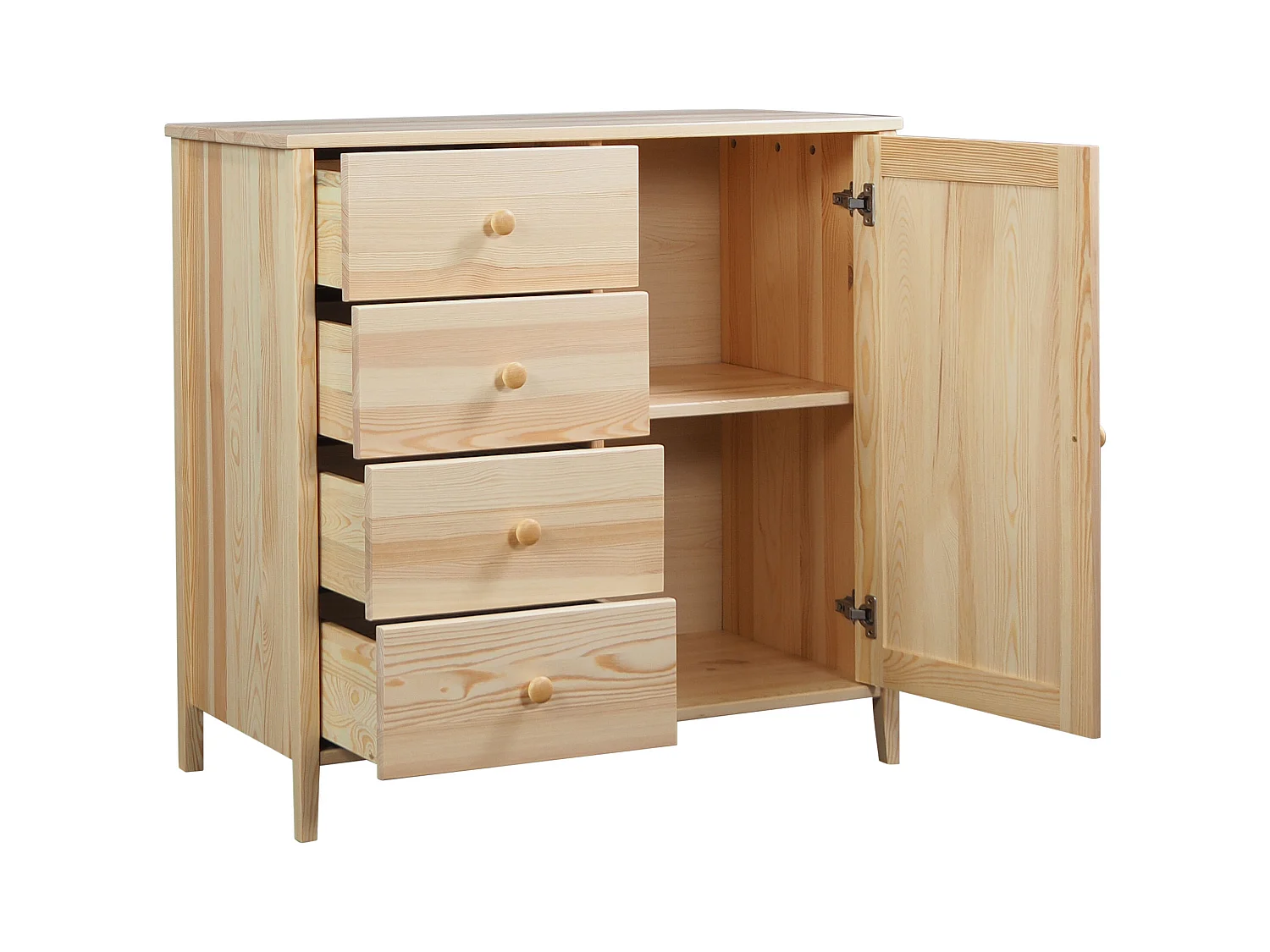 Houten kist 94 x 98 cm Colorado VI, 4 laden 1 deur, grenen