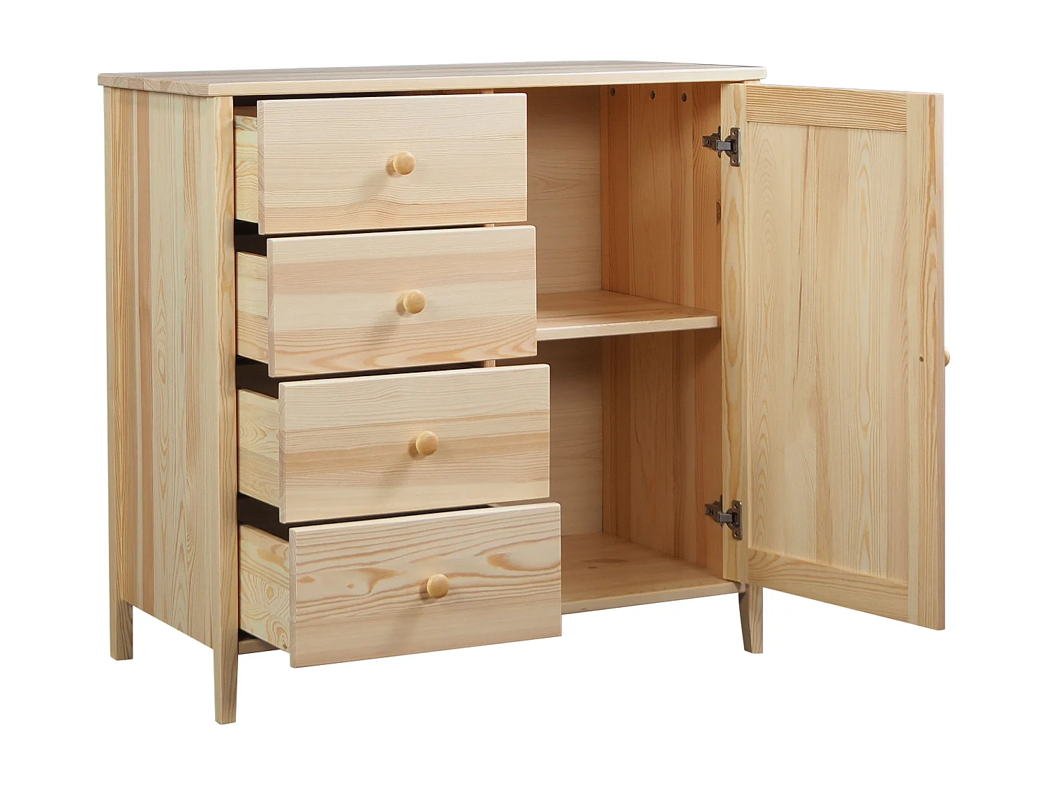 Commode en bois 94 x 98 cm Colorado VI, 4 tiroirs 1 porte, pin