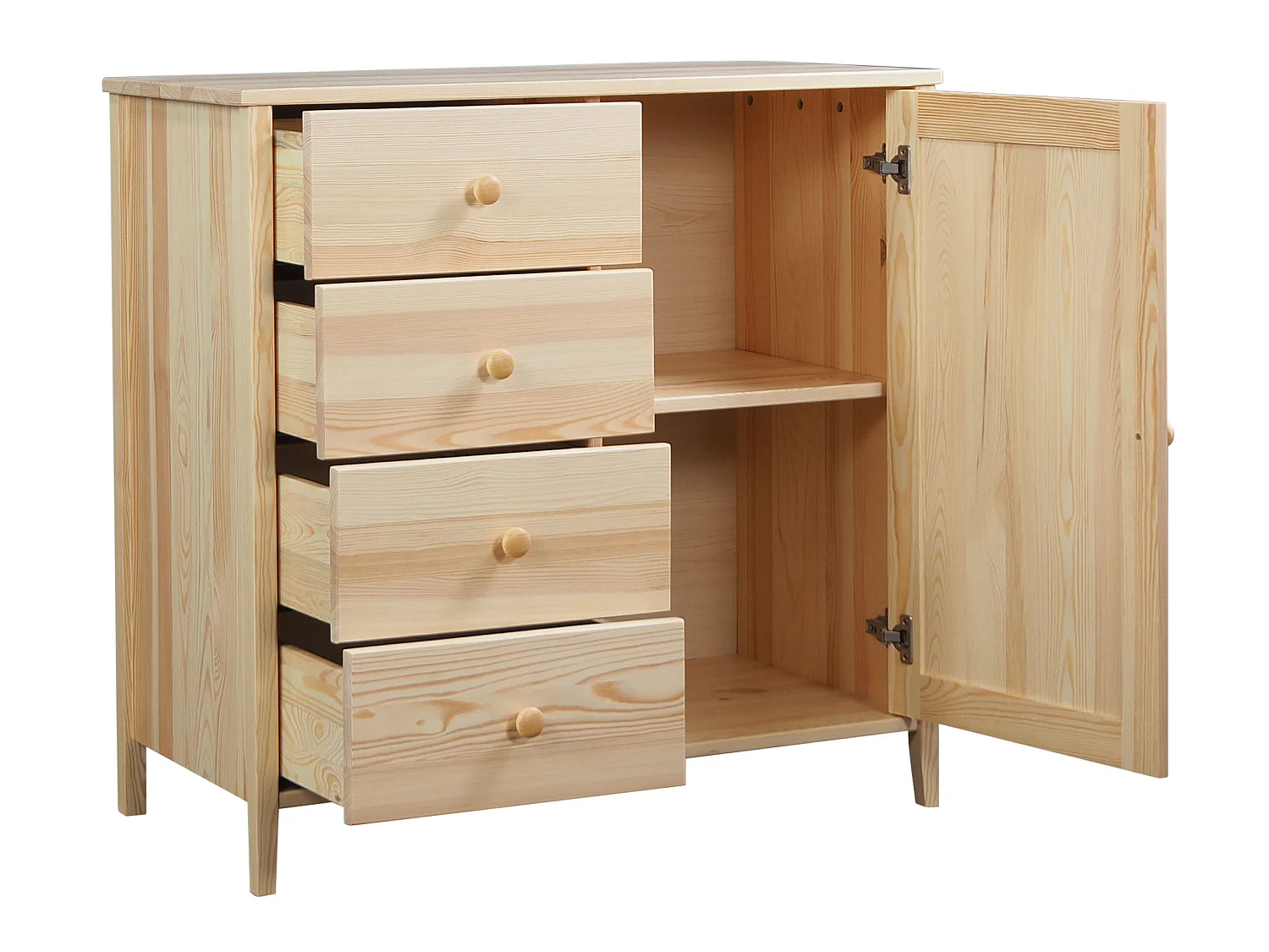 Commode en bois 94 x 98 cm Colorado VI, 4 tiroirs 1 porte, pin