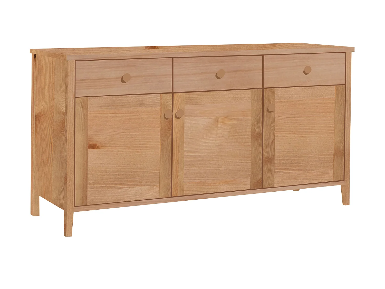 Commode en bois 74 x 143 cm Colorado V, 3 tiroirs 3 portes, coloris chêne