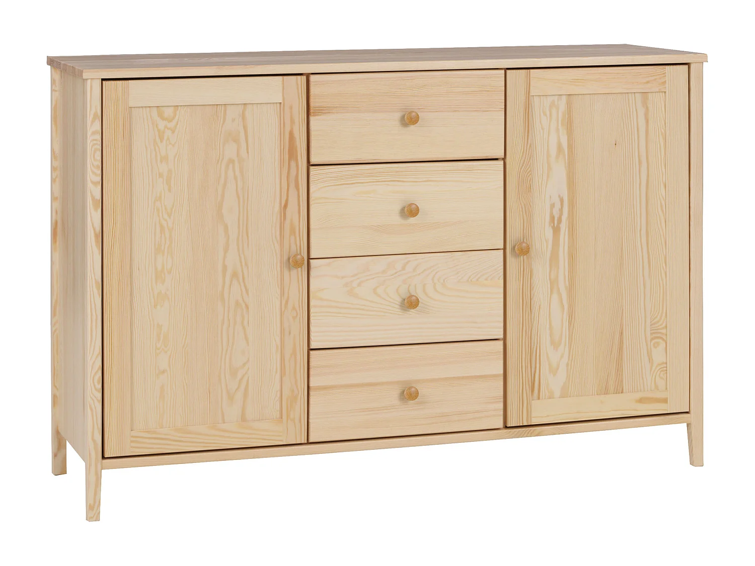 Commode en bois 94 x 143 cm Colorado IV, 4 tiroirs 2 portes, pin