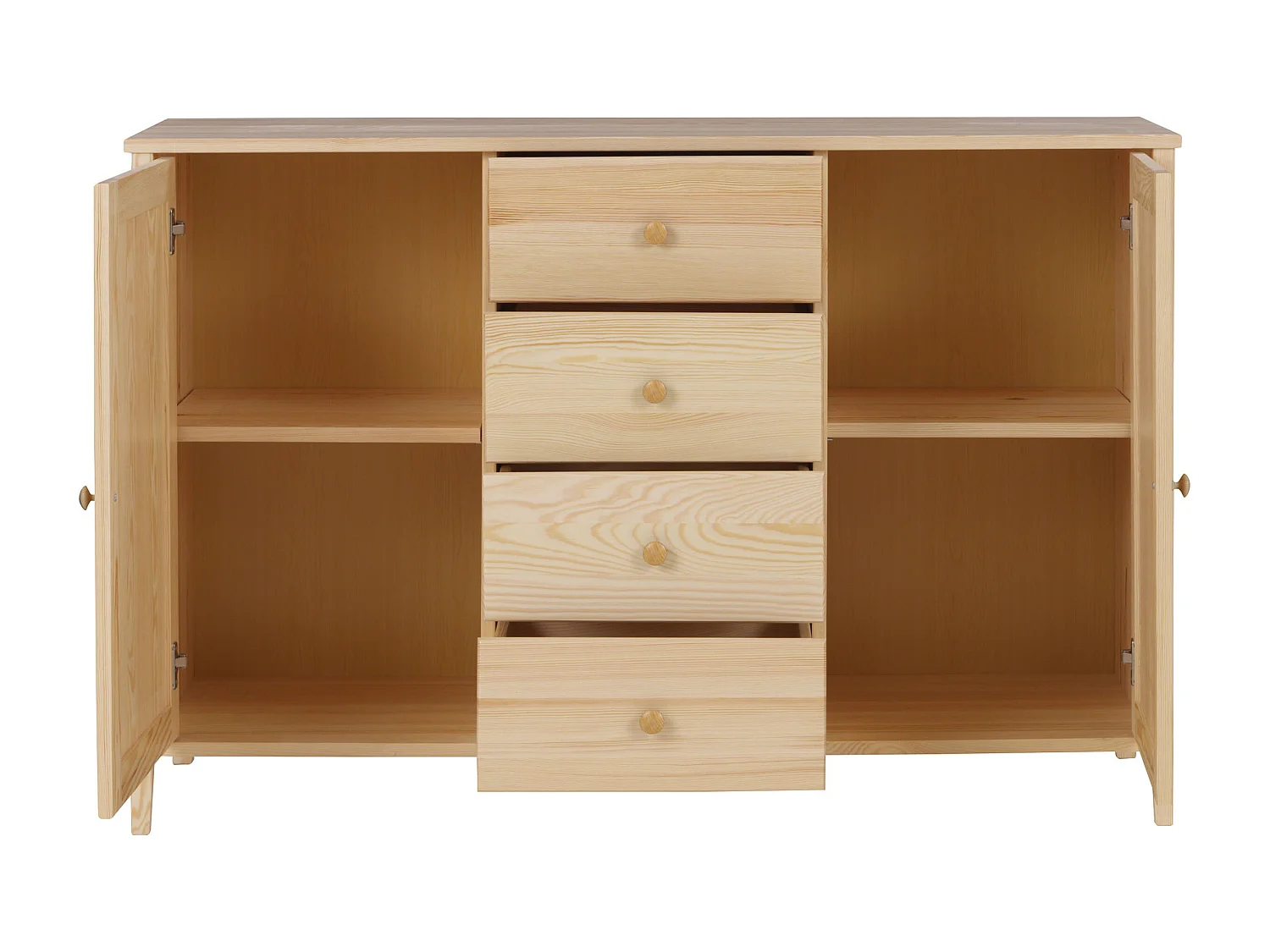 Commode en bois 94 x 143 cm Colorado IV, 4 tiroirs 2 portes, pin