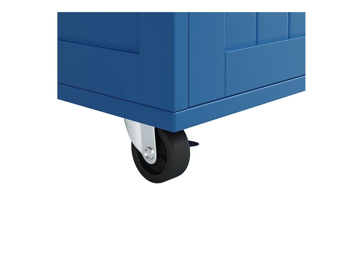 Mobilna wyspa kuchenna z 2 szufladami, 2 drzwiami i stojakiem na 6 butelek wina - 102x45x92cm - MDF i metal - Niebieski