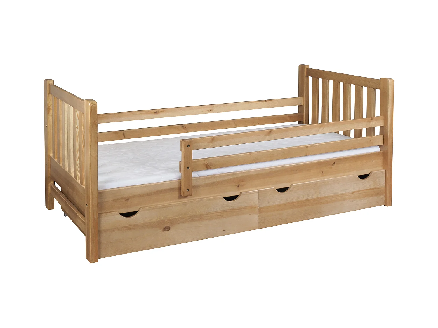 Tina 90x200 lit enfant en bois avec tiroirs, couleur chêne