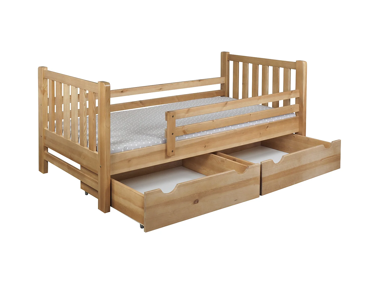 Tina 90x200 lit enfant en bois avec tiroirs, couleur chêne