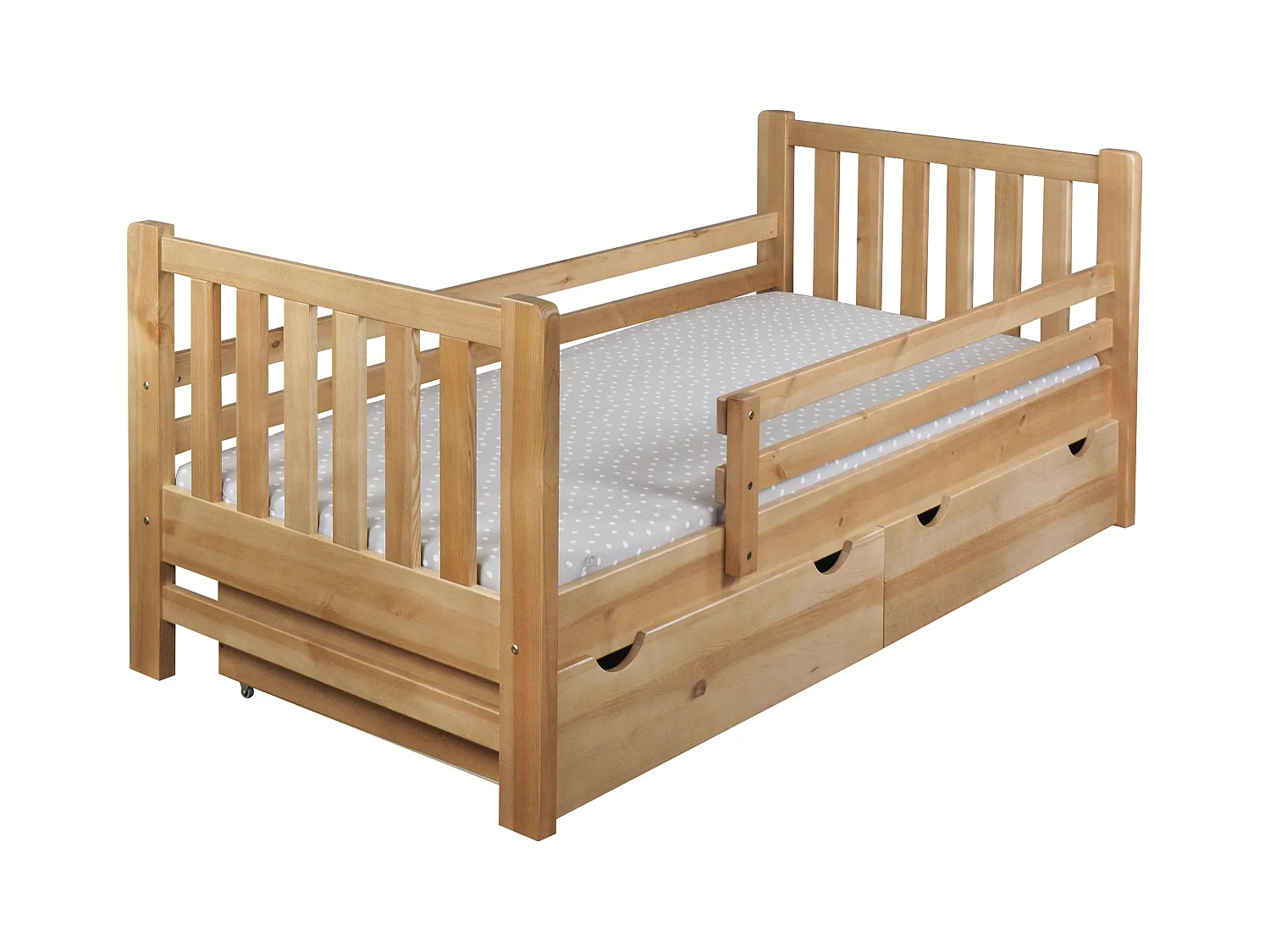Tina 90x200 lit enfant en bois avec tiroirs, couleur chêne