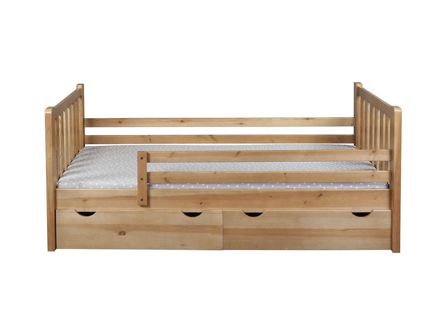 Tina 90x200 lit enfant en bois avec tiroirs, couleur chêne