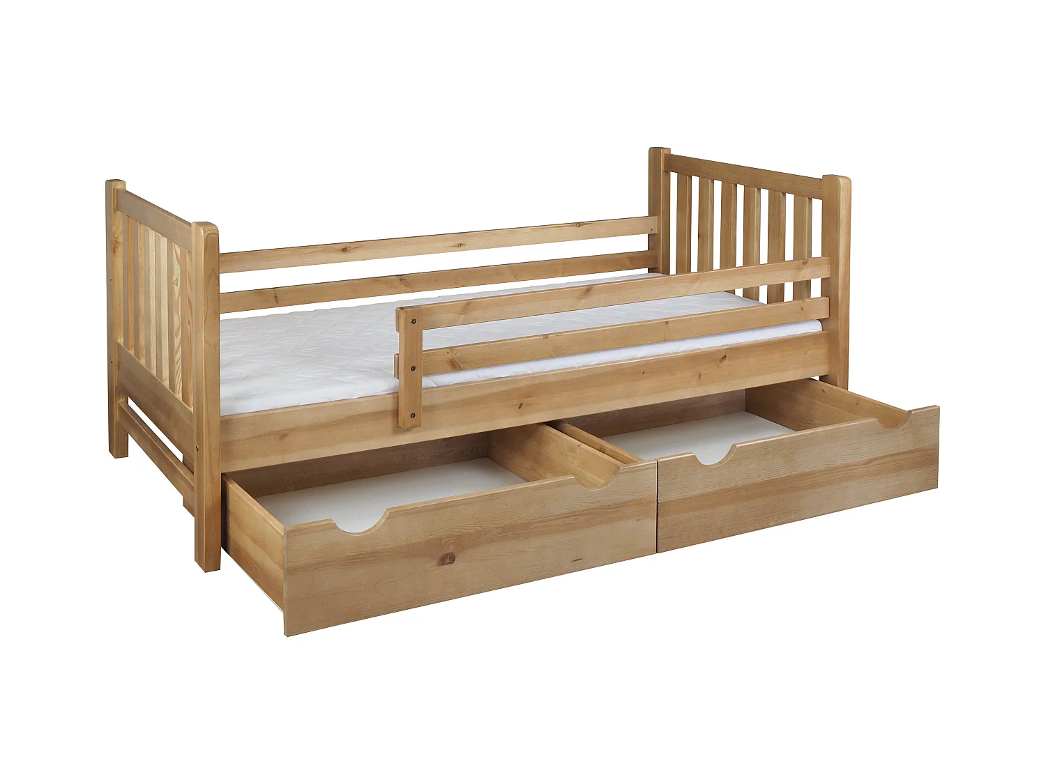 Tina 90x200 lit enfant en bois avec tiroirs, couleur chêne