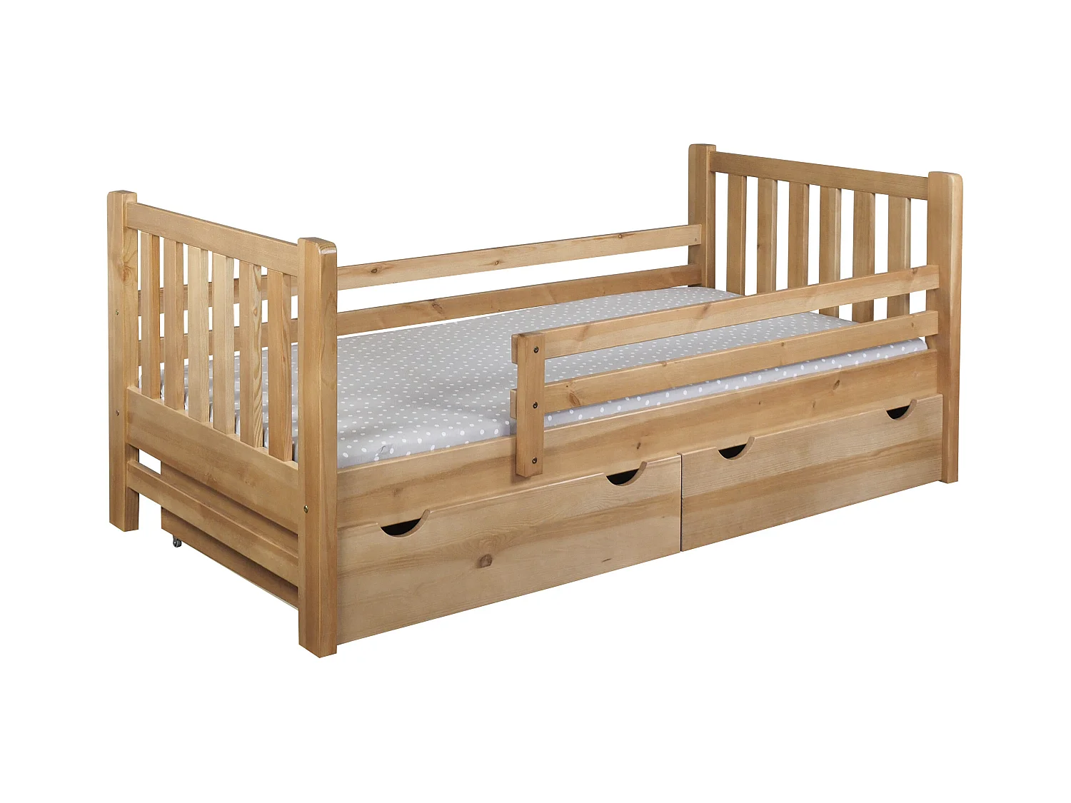Tina 90x200 lit enfant en bois avec tiroirs, couleur chêne