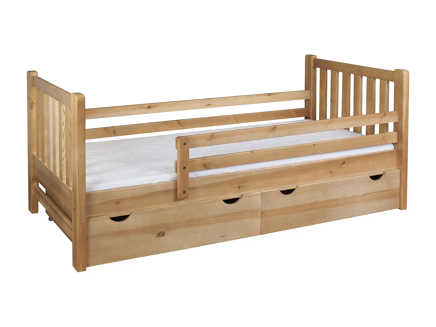 Jugendbett Tina 90x200 aus Holz mit Schubladen, Farbe Eiche