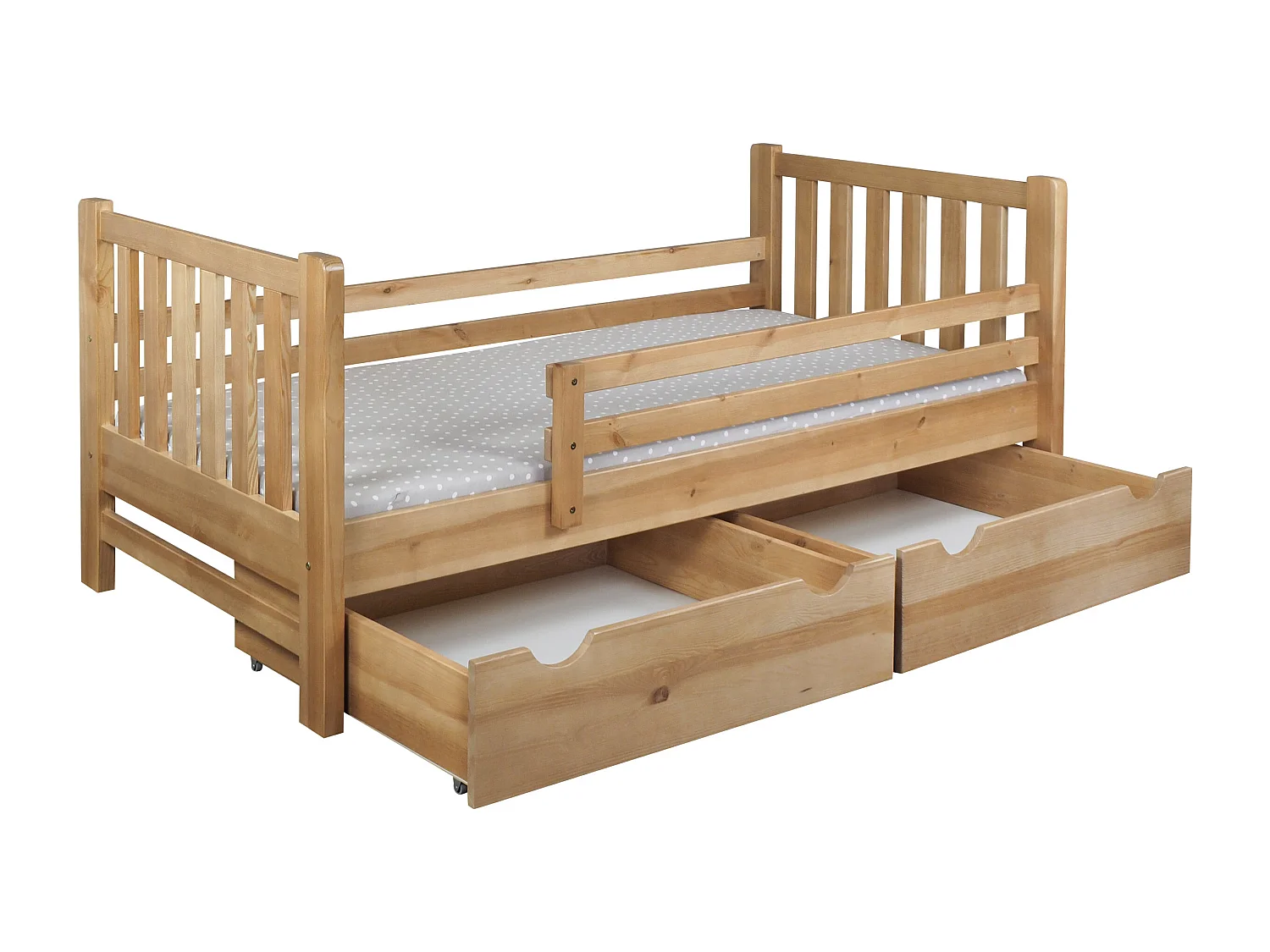 Jugendbett Tina 90x200 aus Holz mit Schubladen, Farbe Eiche