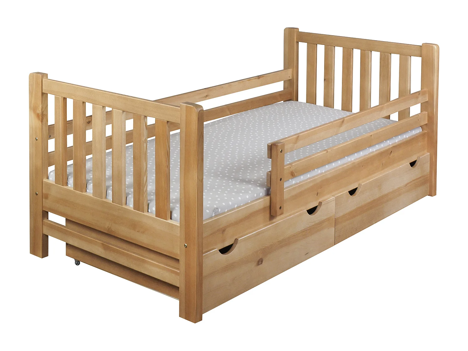 Jugendbett Tina 90x200 aus Holz mit Schubladen, Farbe Eiche
